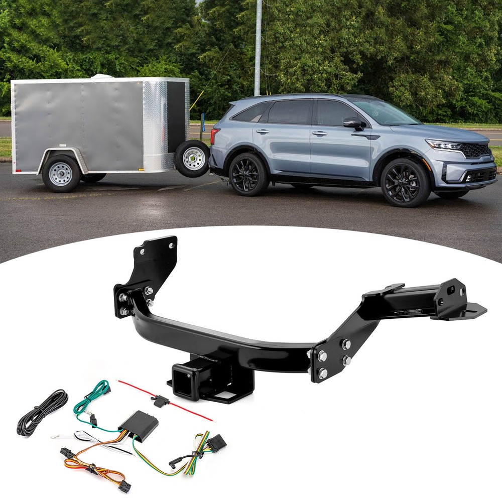 Trailer Tow Hitch & Wiring Harness Kit For Kia Sorento 21-24 with LED taillights