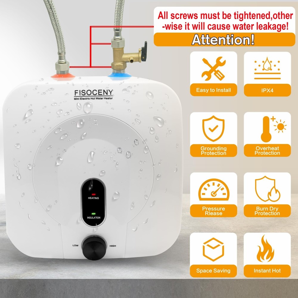 2.5 Gallon Mini Tank Water Heater Under Sink Hot Water 1500W 120V Water Heate...