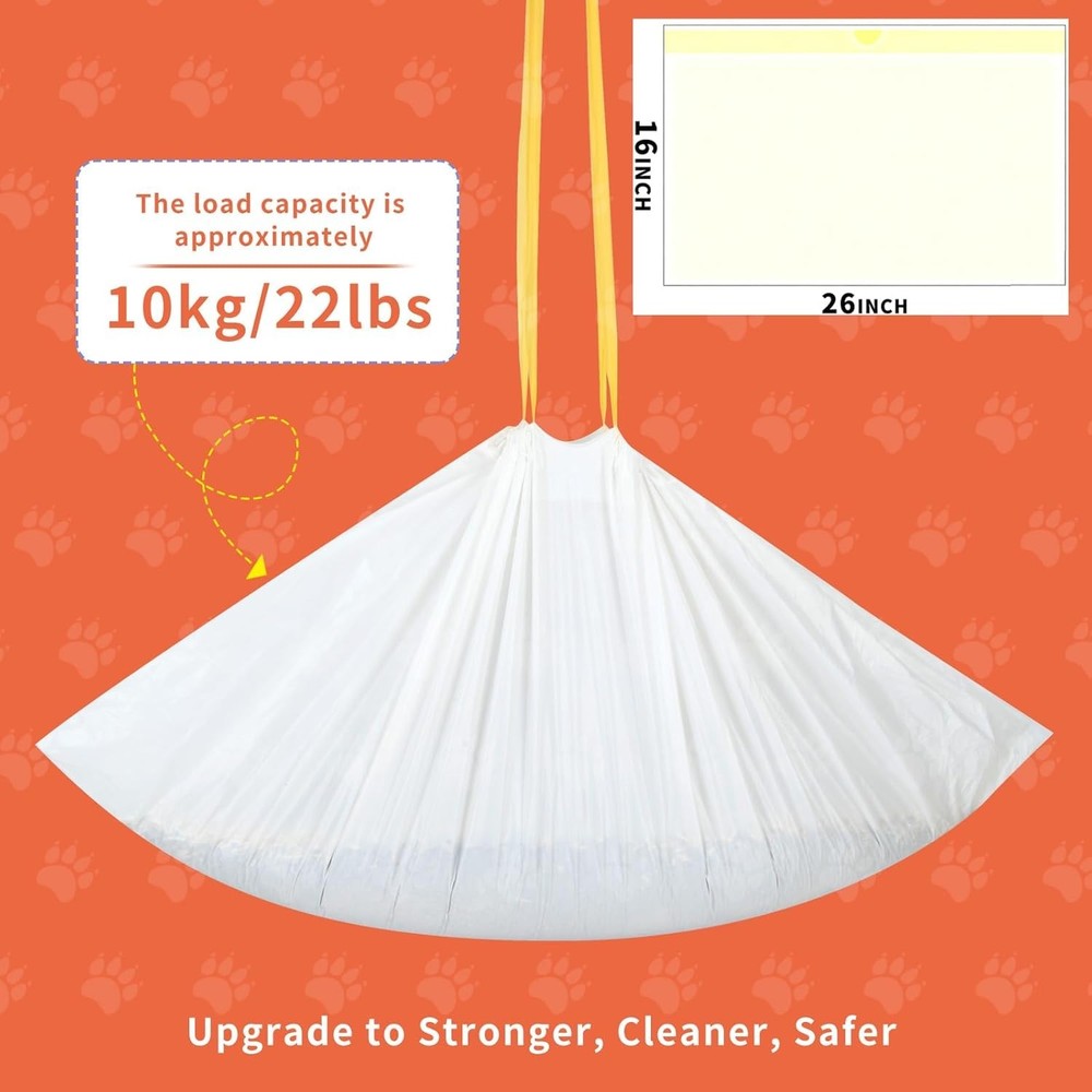 Durable & Odor-Control Cat Litter Box Liners with Easy Tie Drawstring - 20 Count