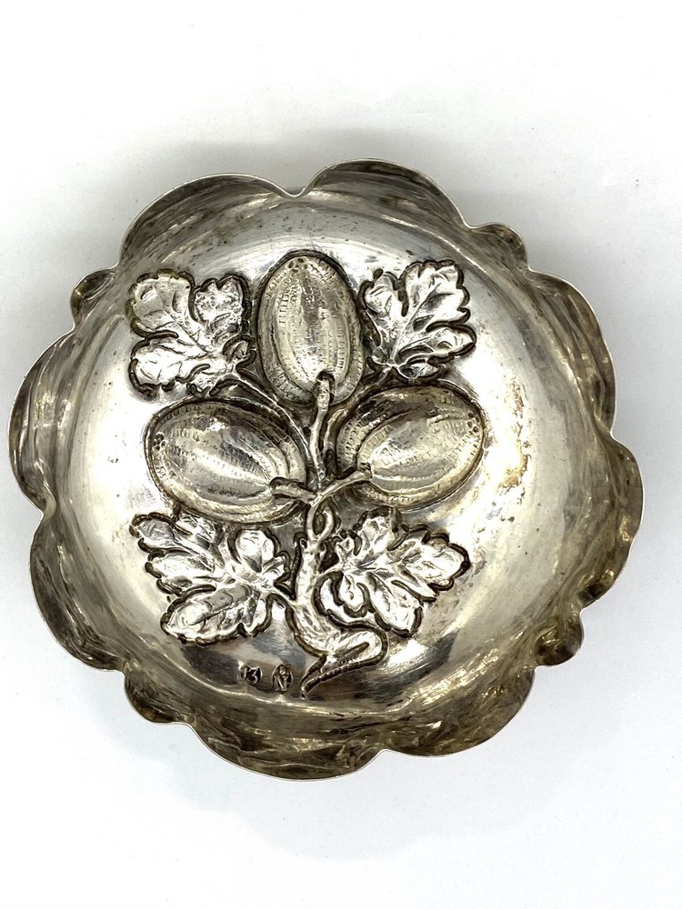 Antique Austrian Sterling Silver Repousee Nut Dish 3.1/2”
