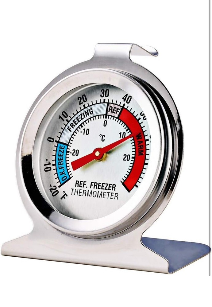 4 Pack Refrigerator Thermometer Classic Analog Large Dial with Red Indicator