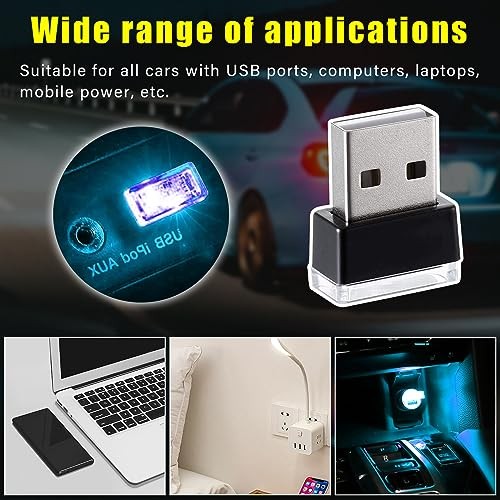 4 PCS USB LED Car Interior Atmosphere Lamp, Plug-in USB Decor Night Light, Red