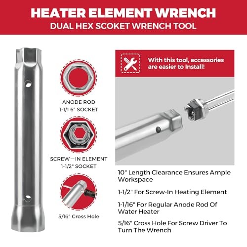 Water Heater Elements, 4500W/240V Hot Water Heater Elements Pack Including