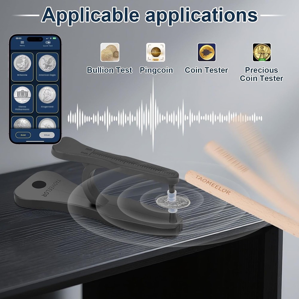 Coin Ping Tester Kit, Size Comparison, Portable & Technical Specifications Style