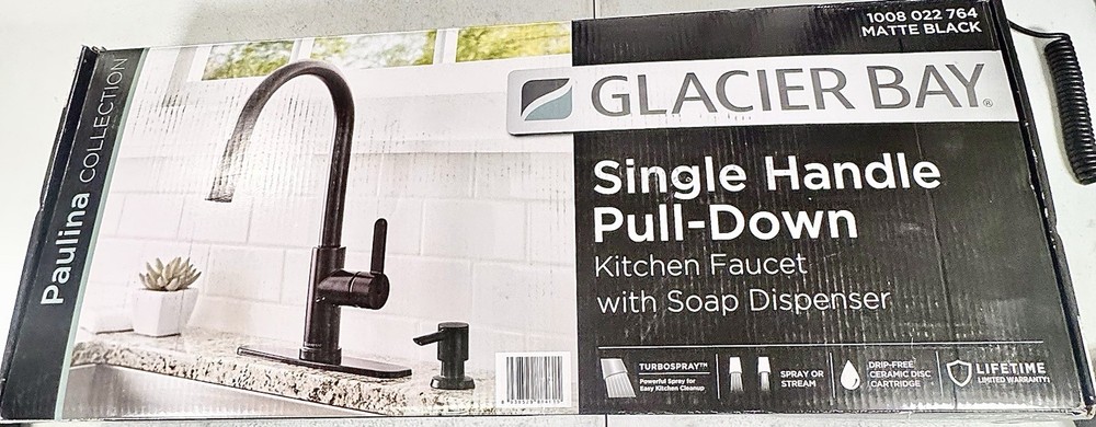 Glacier Bay Paulina Single-Handle Pull-Down Sprayer Kitchen Faucet Matte Black