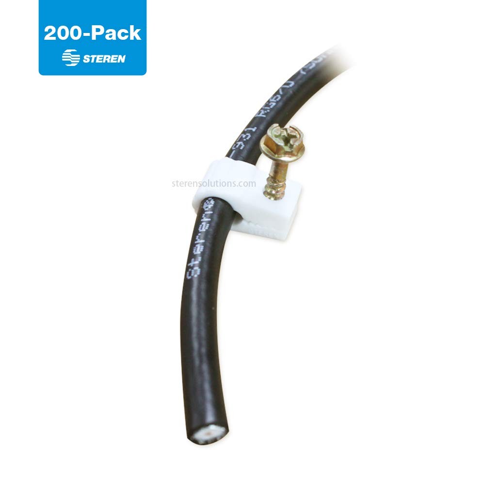 STEREN Coaxial Cable Clips White 200-Pack Single-Screw Cable Holders
