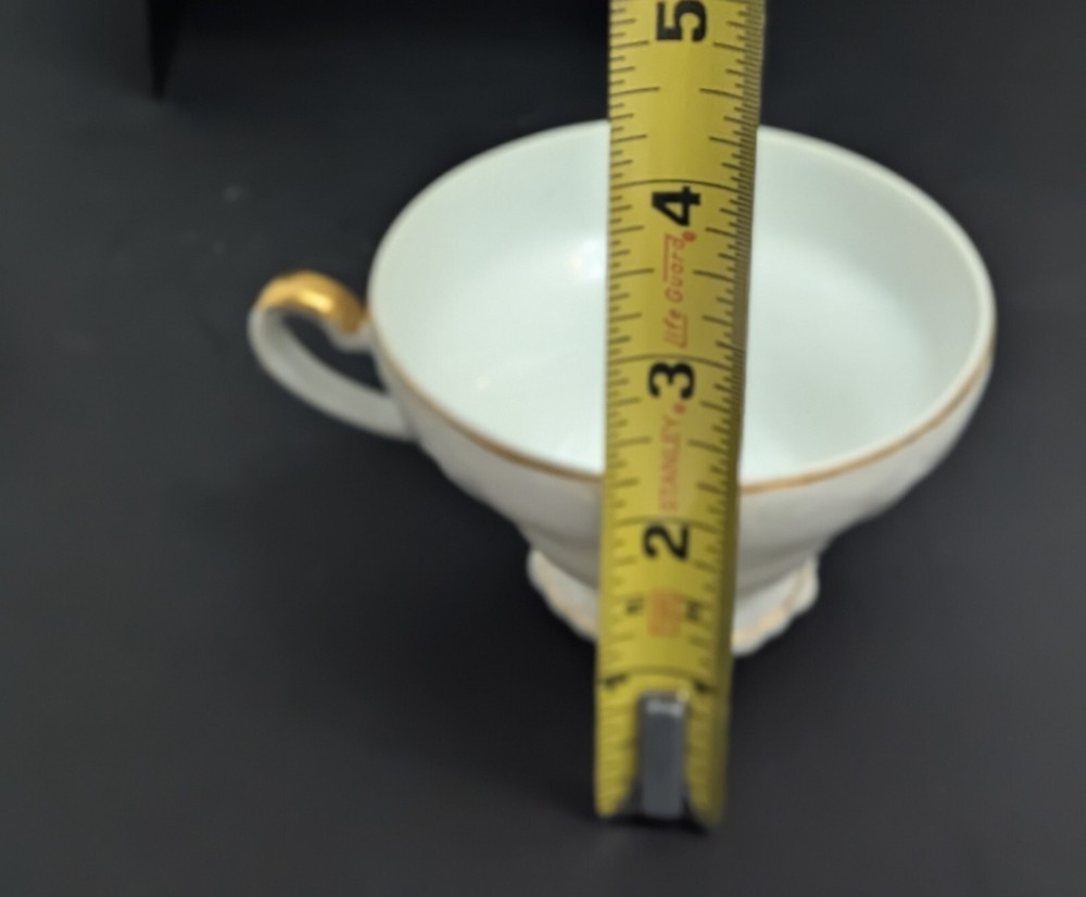 White & Gold W/ Embossed Pattern And Gold Painted Wheat Pattern On Cup