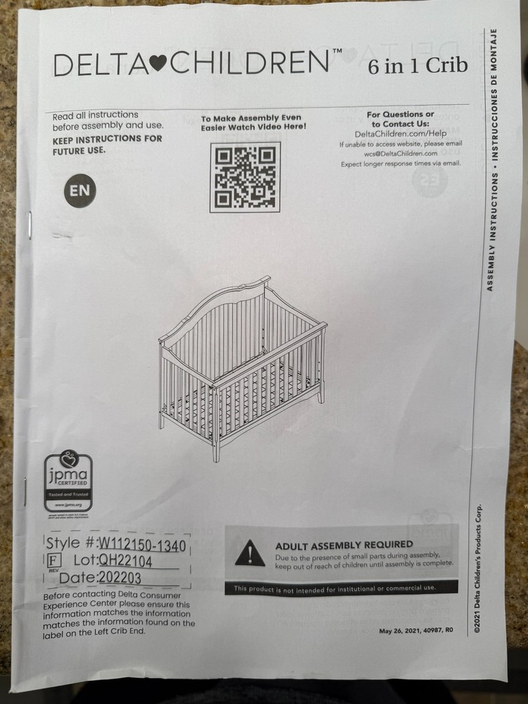 Delta 6 in 1 Crib