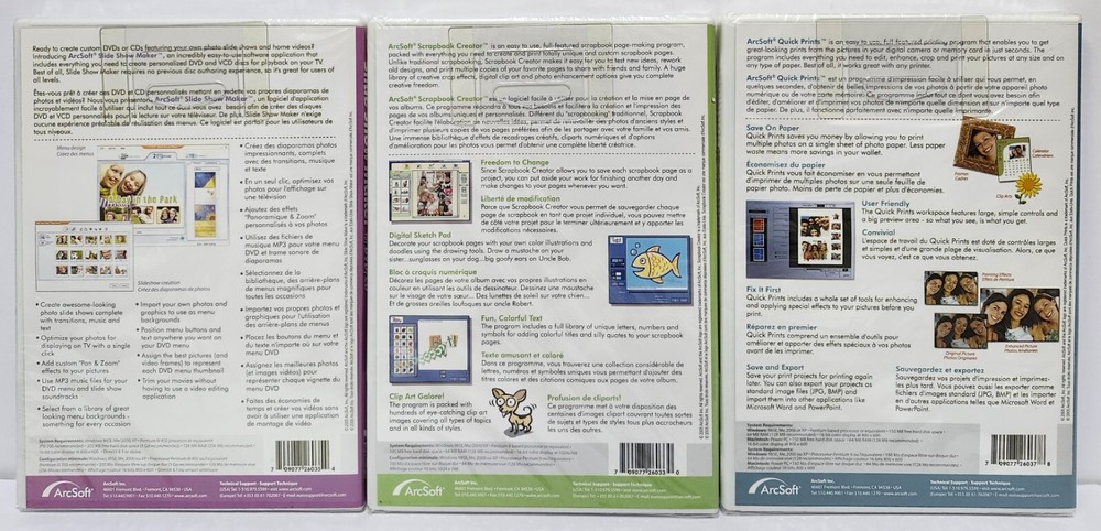 ArcSoft Slide Show Maker, Greeting Card Creator, Picture Fix Plus Bundle Sealed