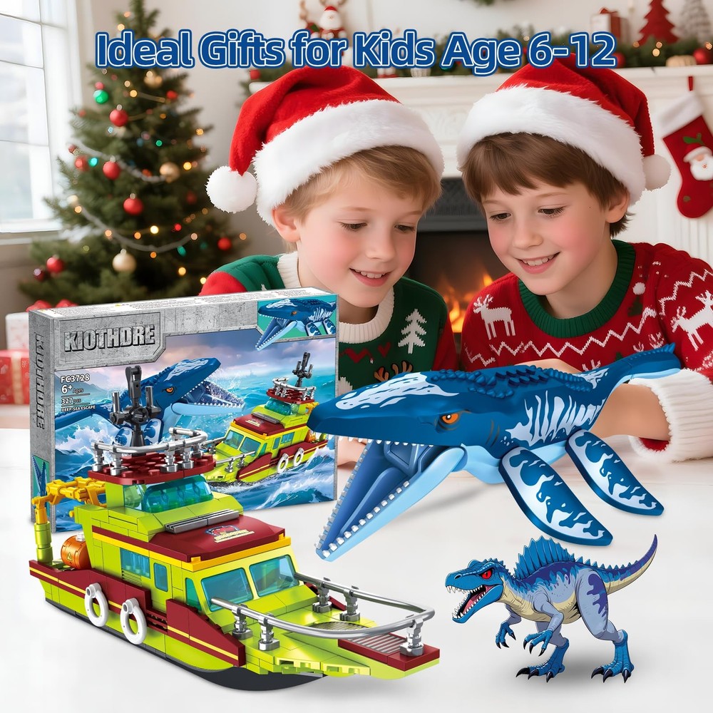 kiothdre 3 in 1 Ocean Explorer Dinosaur Building Set Compatible Medium, Blue