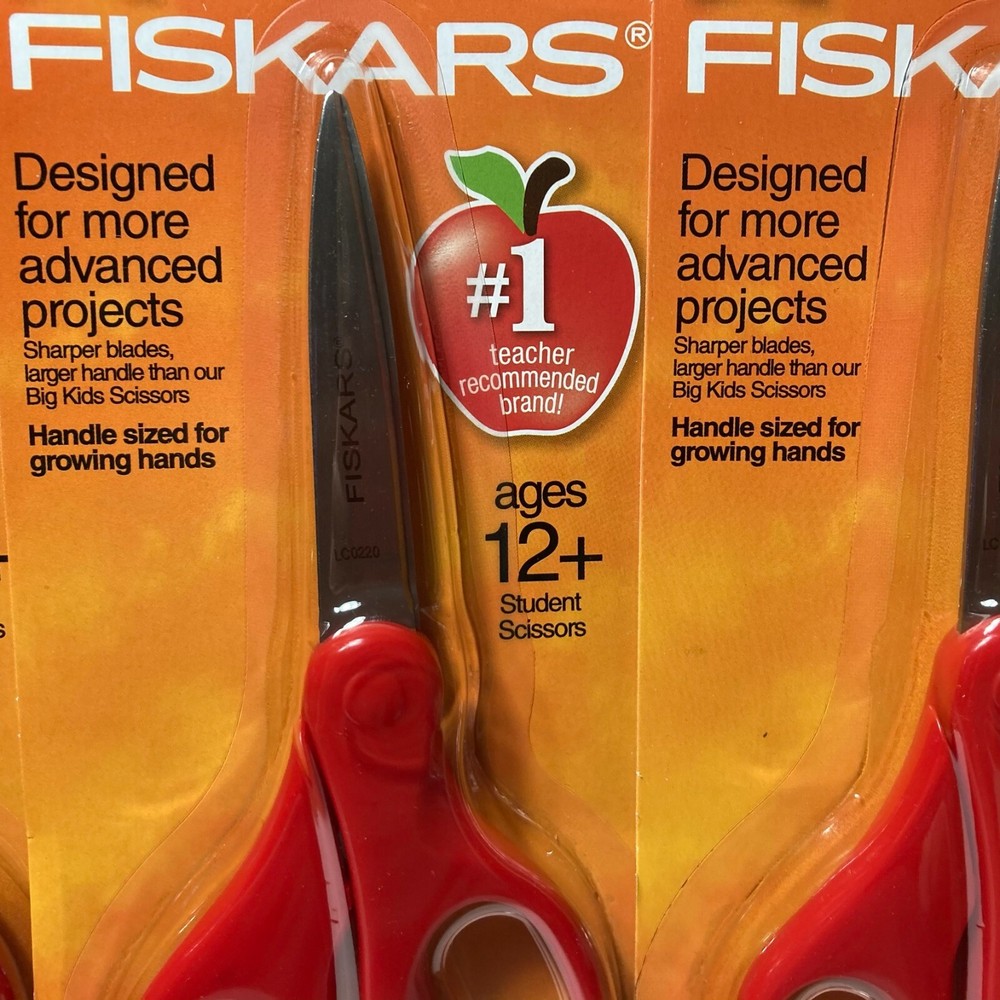 Fiskars Stainless Steel Pointed Tip Scissors 3 Pairs Red