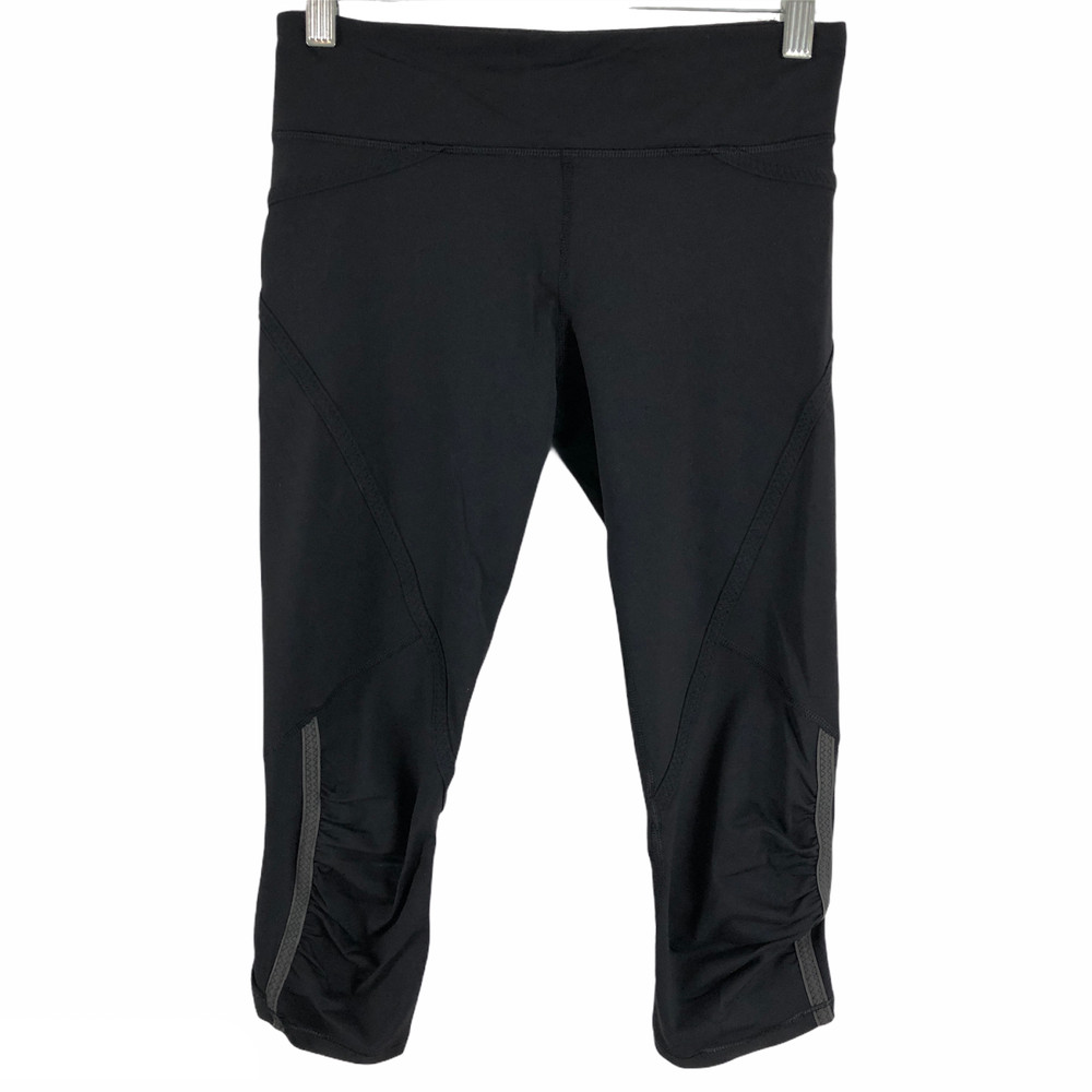 Lululemon Pace Crop Leggings Size 4 Pants Black Solid Flawed Athletic L-1085