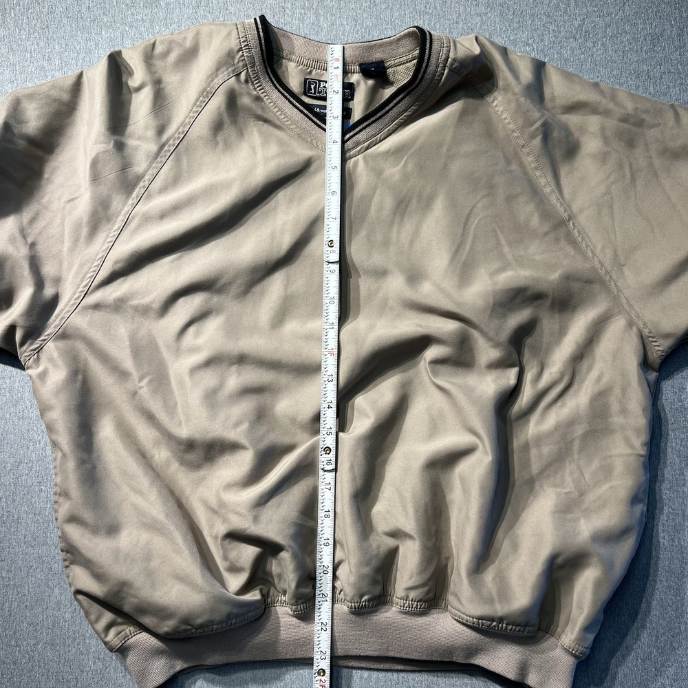 PGA Tour Water Wind Resistant Pullover Polyester Jacket beige Size medium