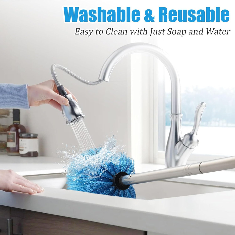 Duster, Cobweb Duster with Extension Pole, Medium Stiff Bristles Cobweb Duster H