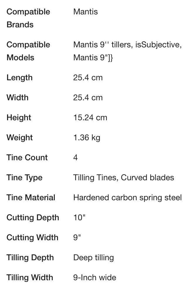 Mantis Tiller Tines 1622