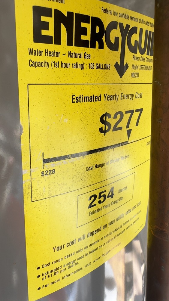 Rheem Performance Series High Demand Tank Water Heater 55 Gal. Cap SN M10170925