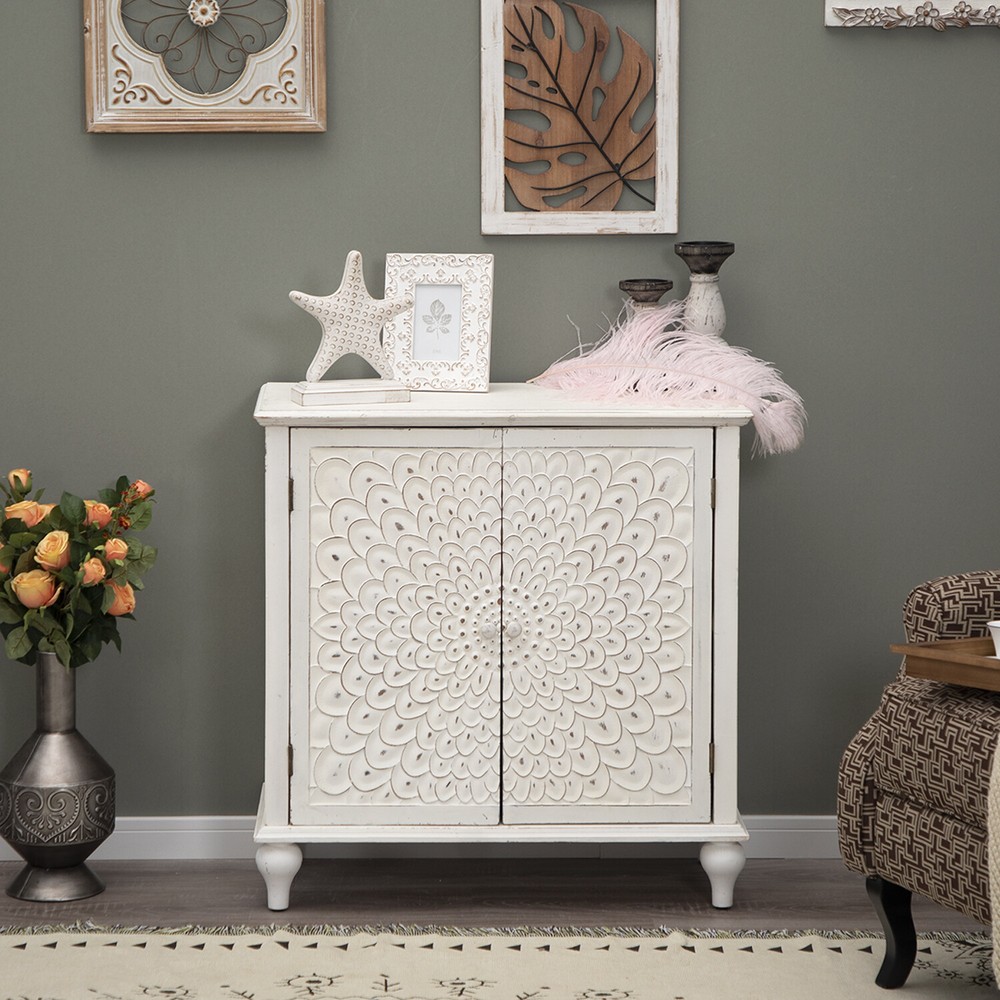 Accent Cabinet Storage Sideboard Entryway Buffet Cupboard with Doors White