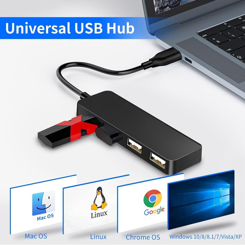 USB Hub,USB Splitter,USB 4-Port Extender Multiport USB Adapter