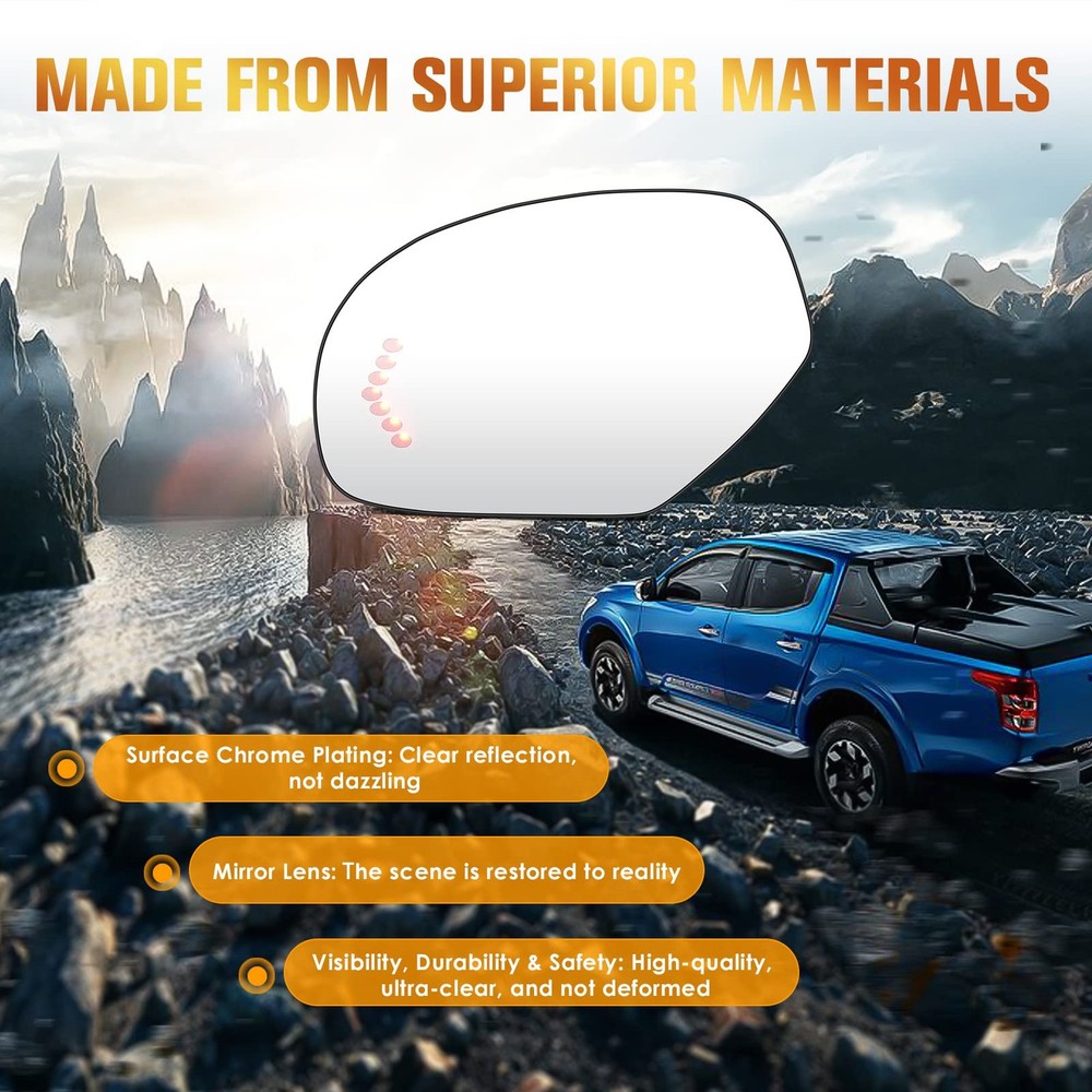 Driver Left Side Heated Mirror Glass Fits for Side, clear
