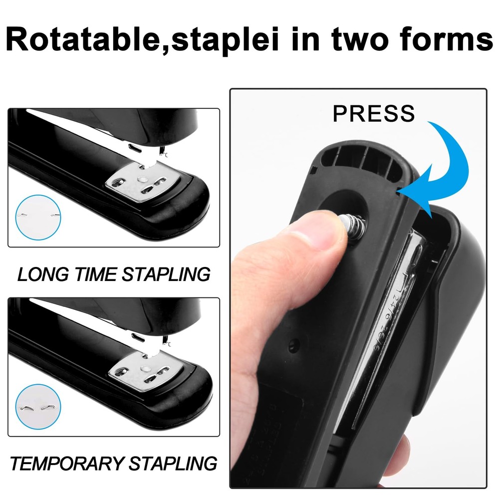 GROLENT Black Modern Office Stapler 25 Sheet Capacity Automatic Includes 1000...
