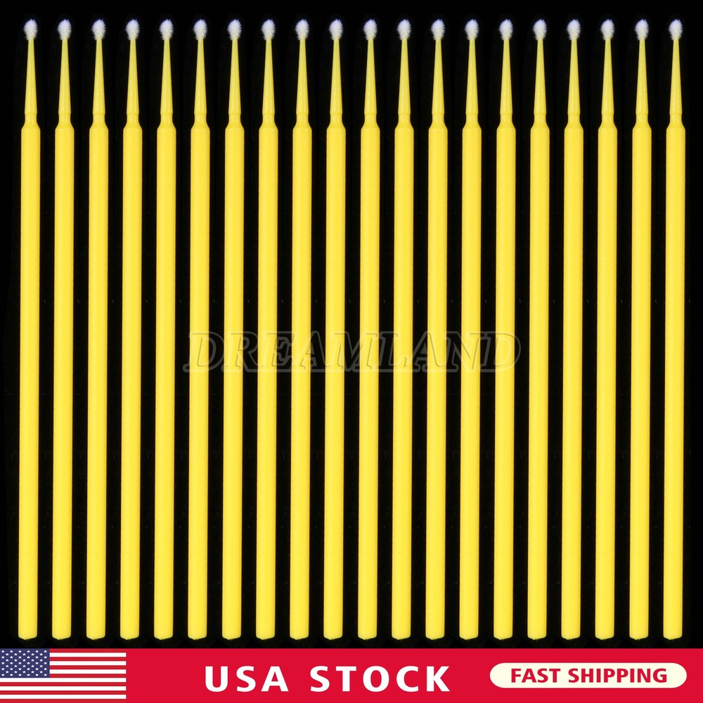 100 Microbrush Micro Brush Applicator Tips Regular Yellow 2.0 mm