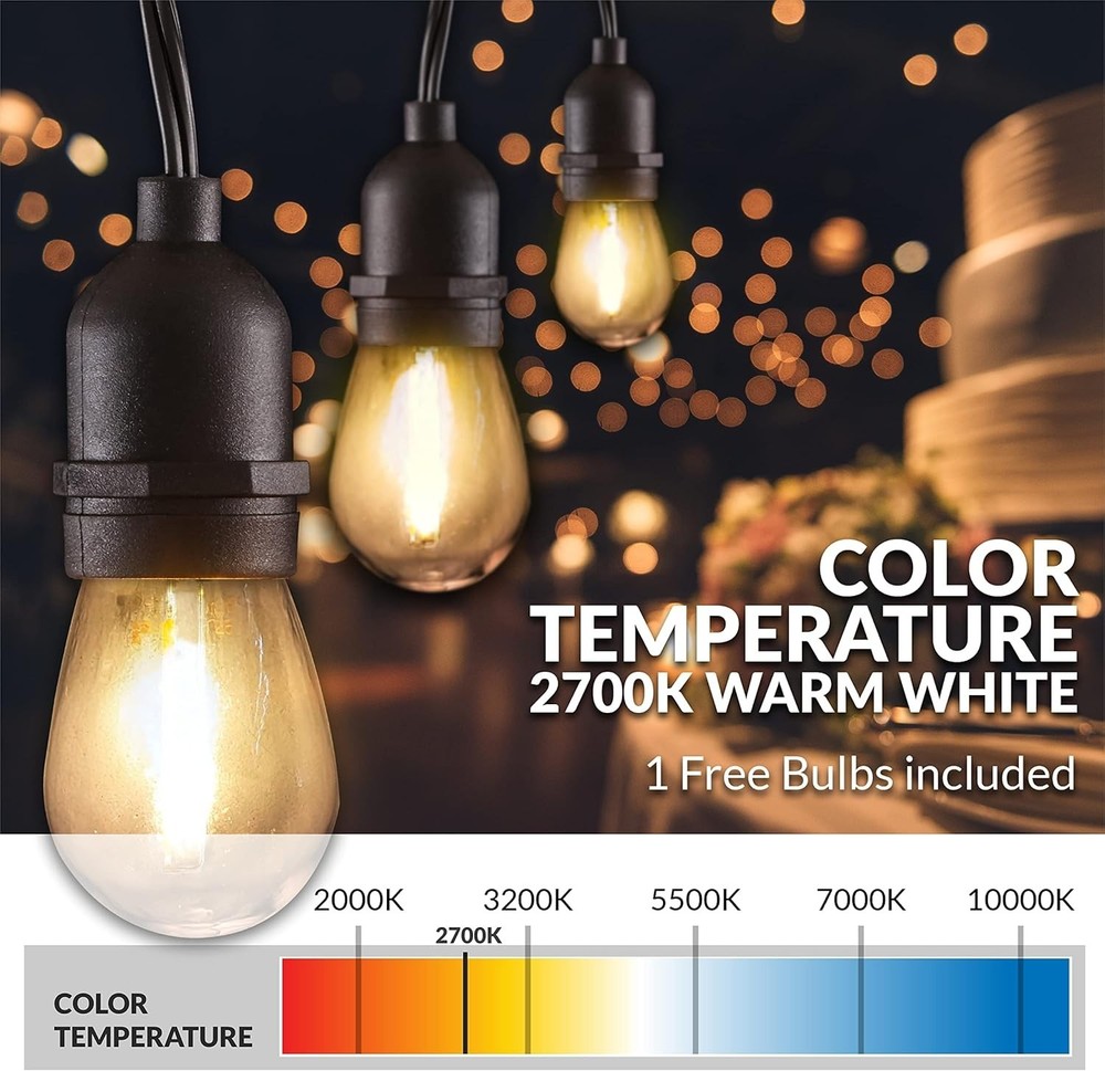 Newhouse Lighting LED String Lights with Weatherproof Technology, Dimmable with