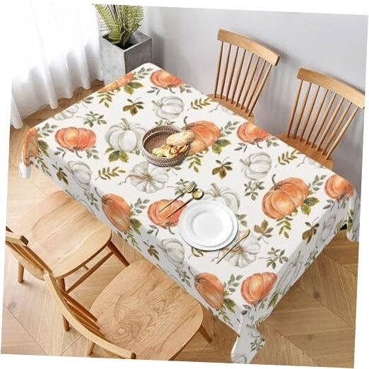 Autumn Fall Tablecloth 60 x 120 60" x 120" (Rectangular) Pumpkin Maple Leaf1