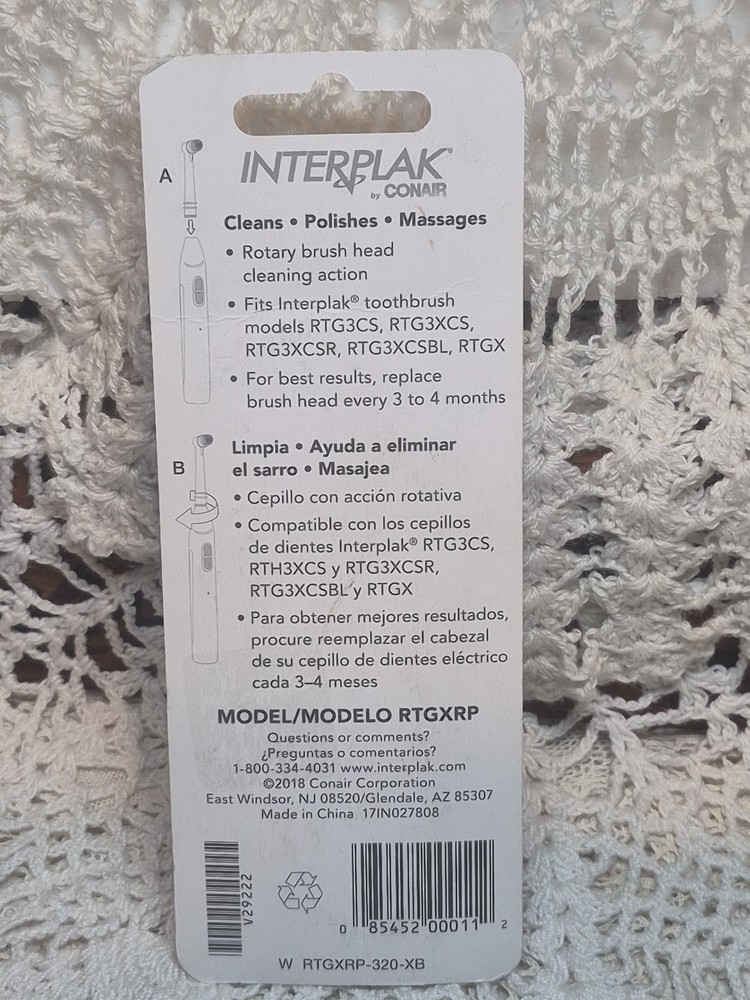 INTERPLAK by Conair Opticlean Replacement Brush Heads 2 Pack Sealed In Package