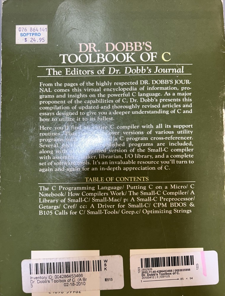 Dr. Dobb's Toolbook of C
