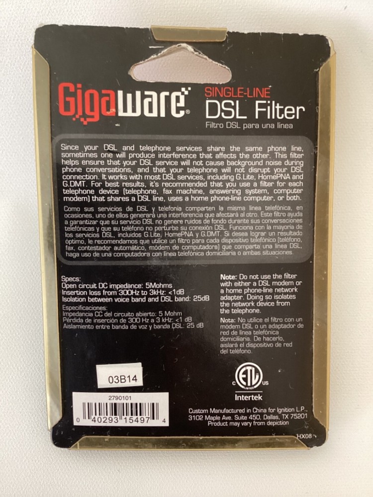 Gigaware Single-Line DSL Filter 2790101