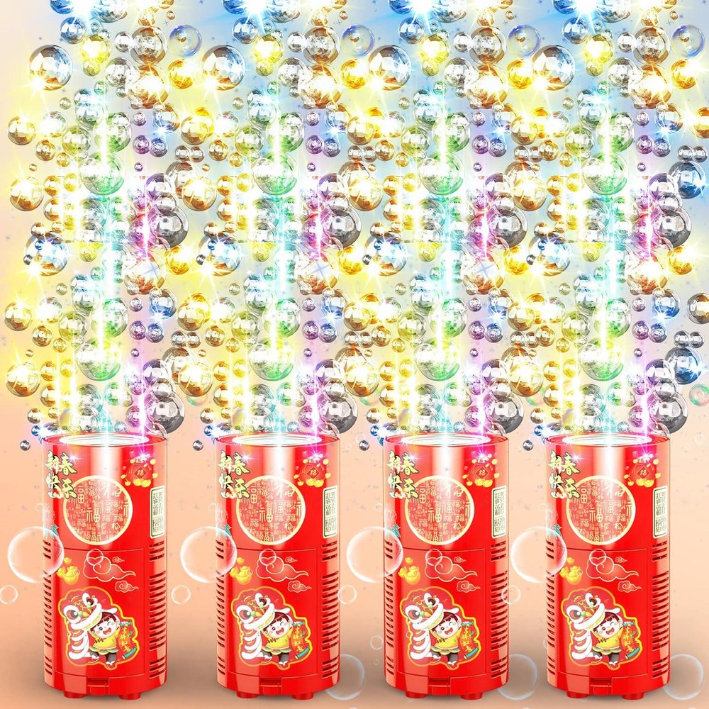 Fireworks Bubble Machine With 80 Ml Bubble Solution, Portable Automatic Bubble