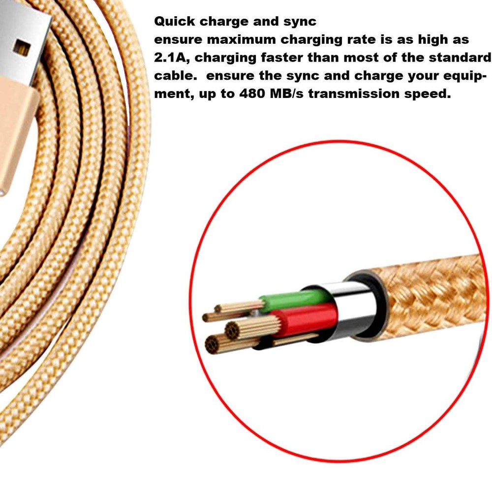 3-Pack Micro USB Data Cable Fast Charging USB A to Micro USB Charger Cord 3ft