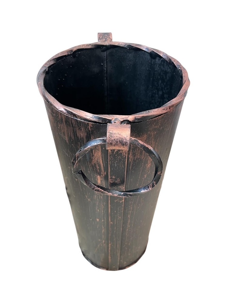 Copper Wrought Iron Fireplace Tool Holder BBQ Accessory Container