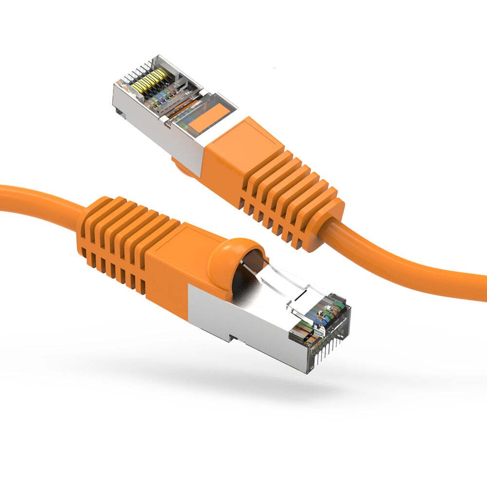 12Ft CAT5E Shielded (FTP) Ethernet Network Booted Cable Orange