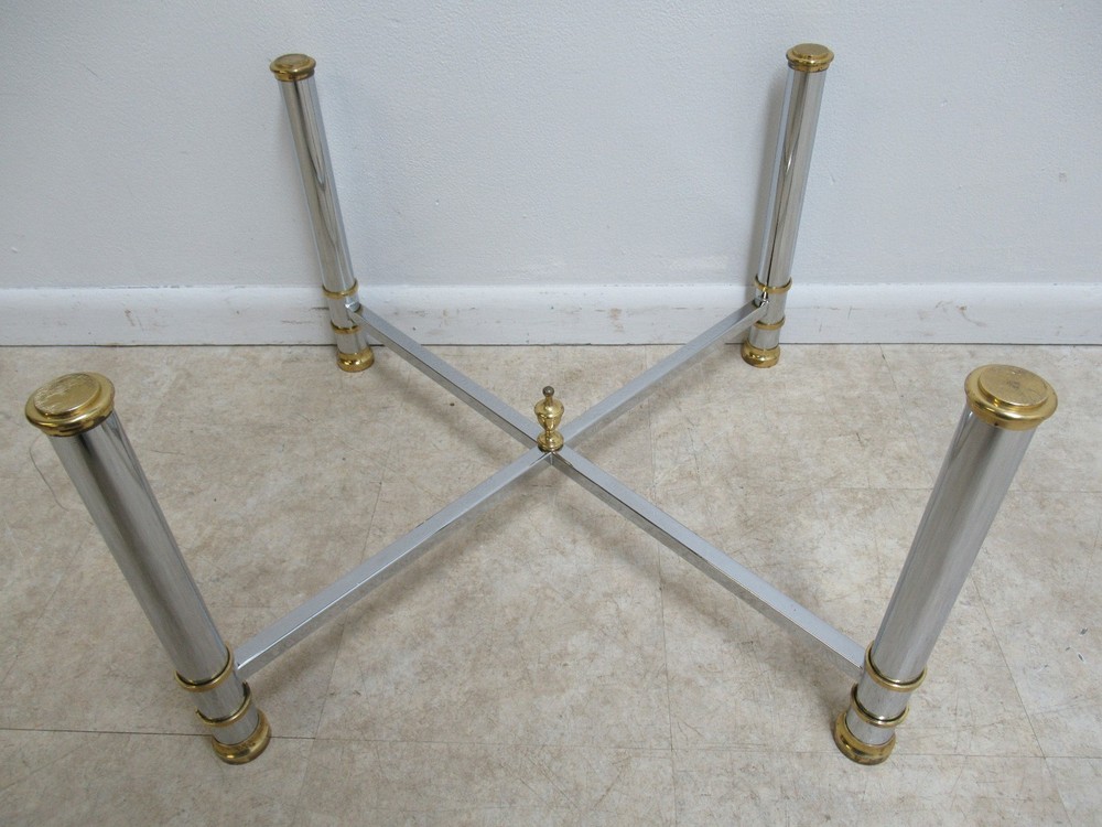 Vintage French Regency Chrome Brass Coffee Table Base