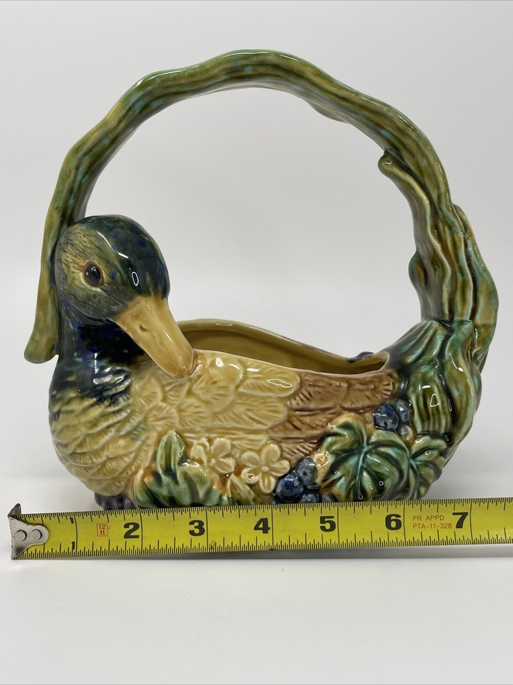 Mallard Duck Planter Basket Formalities By Baum Bros, Ceramic Bird Planter