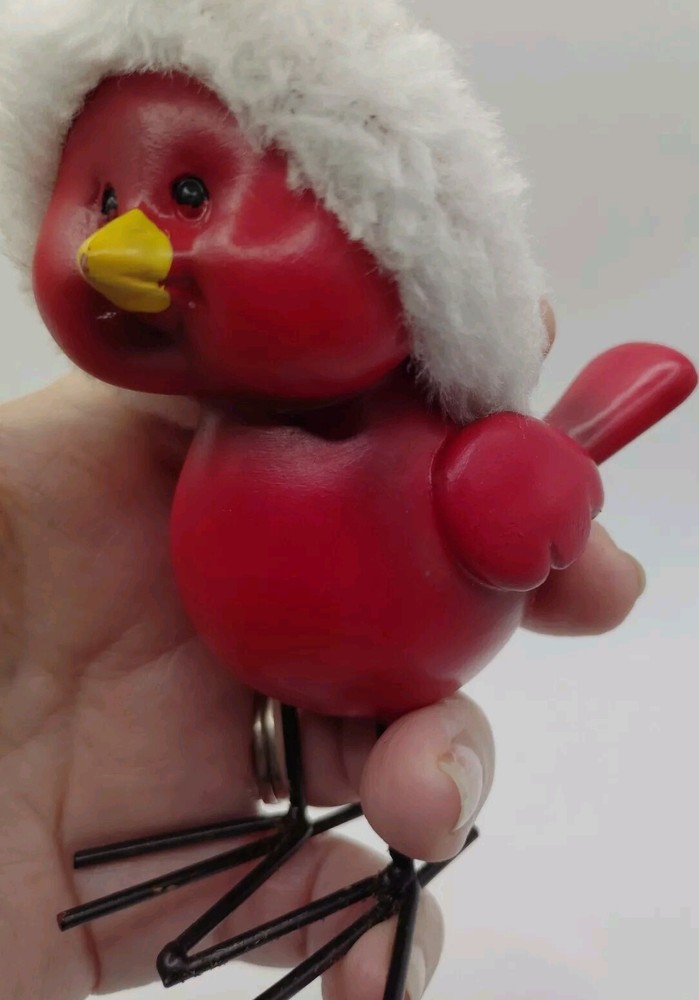 Cardinal With Poka Dot Santa Hat