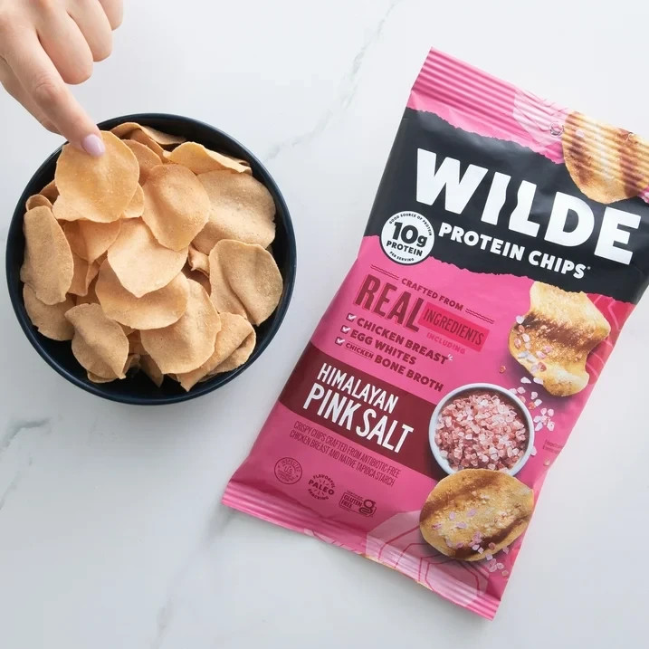 WILDE Protein Chips Himalayan Pink Salt, Thin Crispy High Protein,4.0 Oz