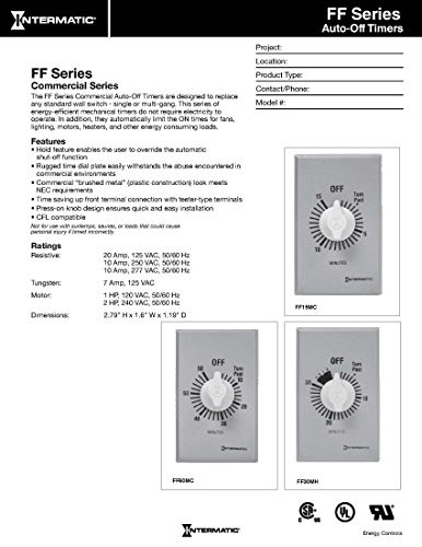 FF46H 6-Hour Spring Loaded Wall Timer No Hold - Enhance Energy Efficiency DPST