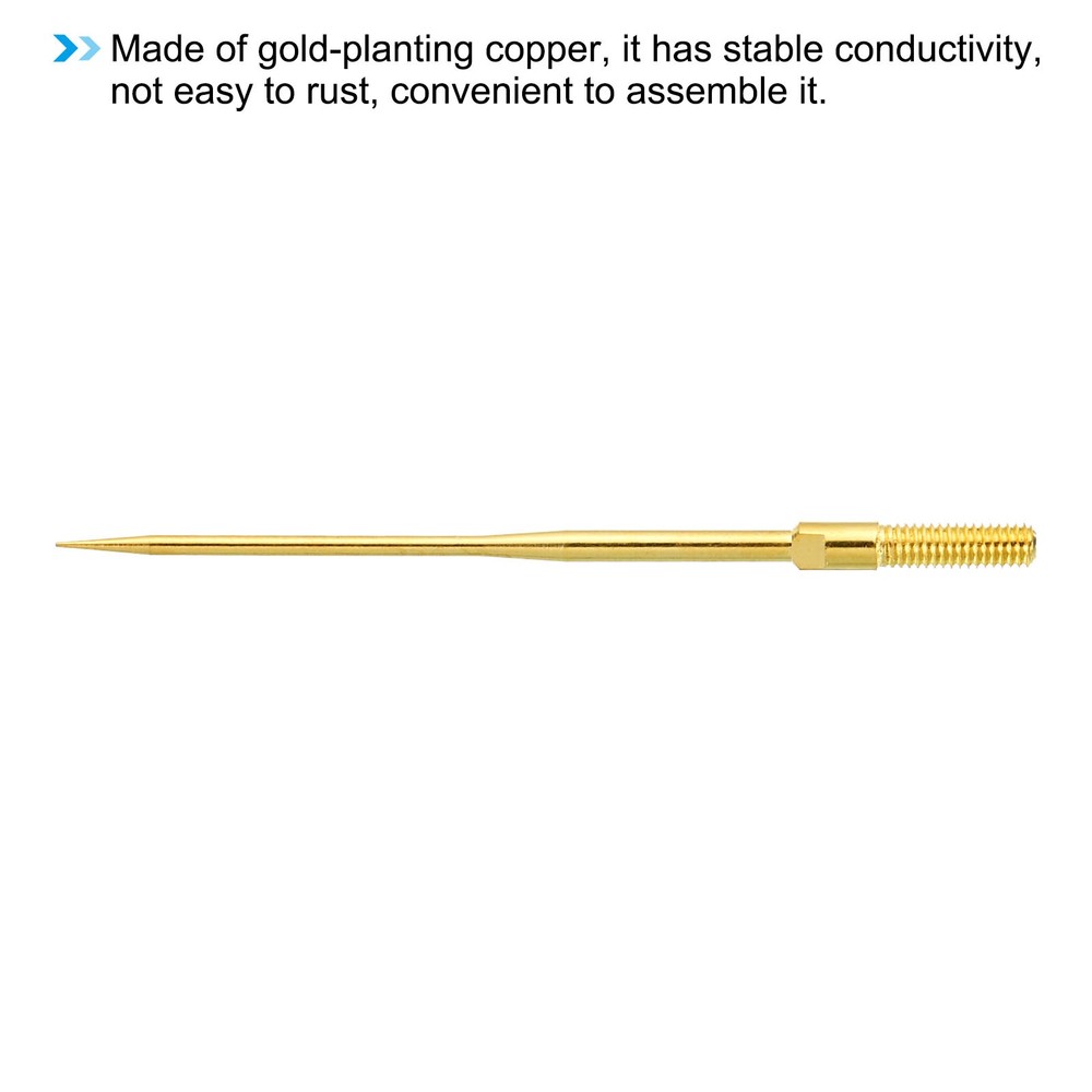 1mm Test Probe Pins, 2 Pcs Multimeter Extention Long Sharp Pin Needle, Gold