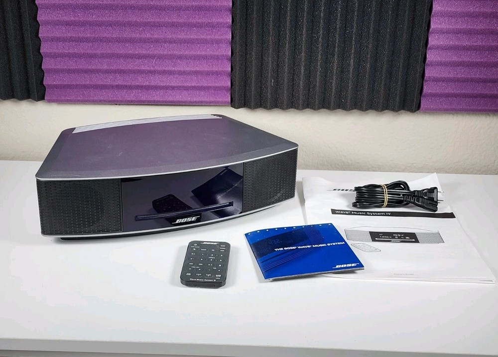 *NICE* Bose Wave Music System IV Platinum Silver w/ Remote, Manual, Sample Disc!