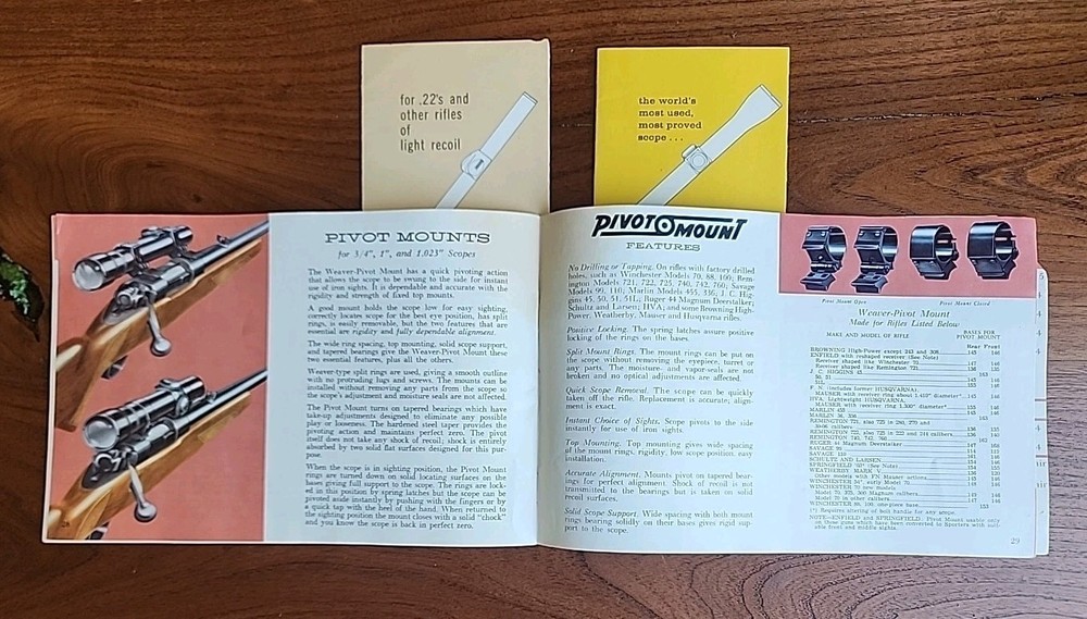 Weaver Scopes Catalog & Pamphlets Model K, Model B, 1960 Catalog