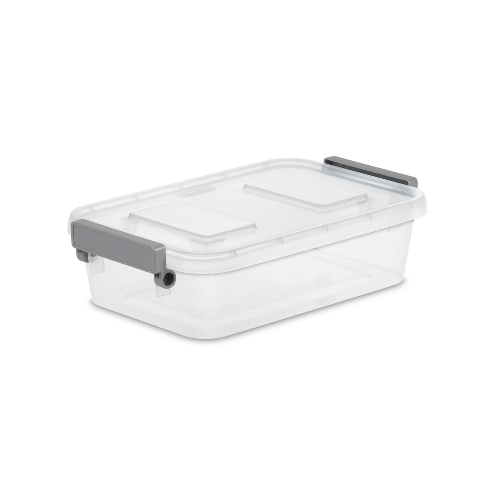 (2 pack) Sterilite 2.7 Quart Storage Box, Clear Plastic,Gray Write-on ID Latches