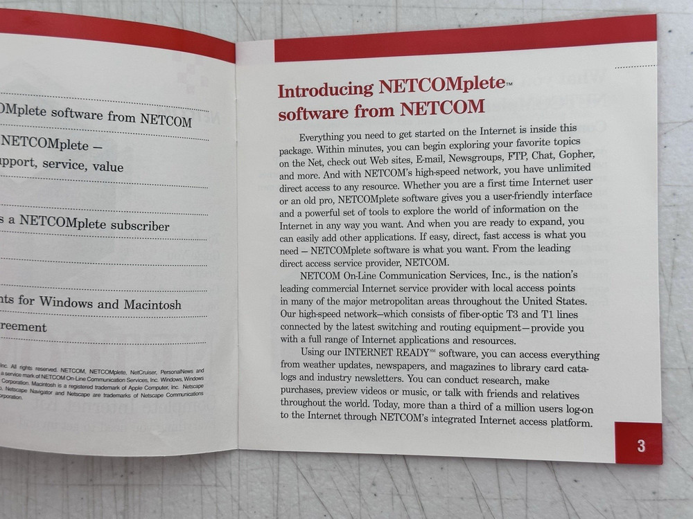 Vtg 1996 NETCOMplete Internet Kit CD-ROM Windows Mac w/Original Mailer NOS ISP