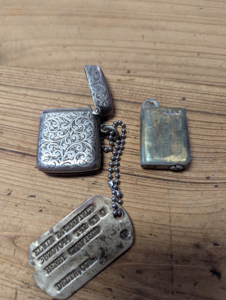 Vesta Lighter Solid Silver Birm 1936 Military Ties As Shown