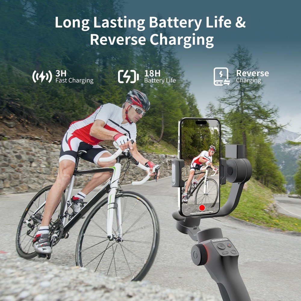 TOALLIN 3-Axis Gimbal Stabilizer for iPhone Android |AI Tracking|Gesture Control