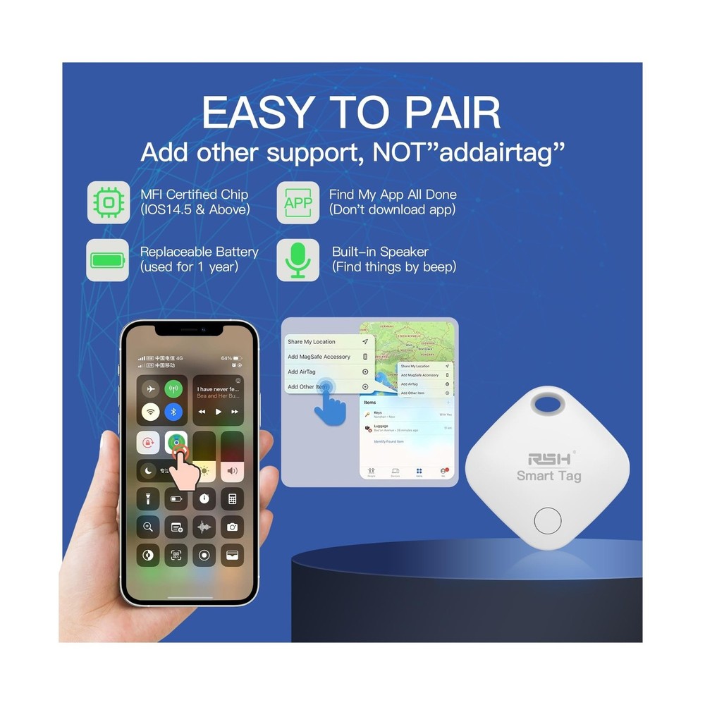 Air Tracker Tag 4 Pack Bluetooth Luggage Tracker tag Locator Works ... Fast Ship