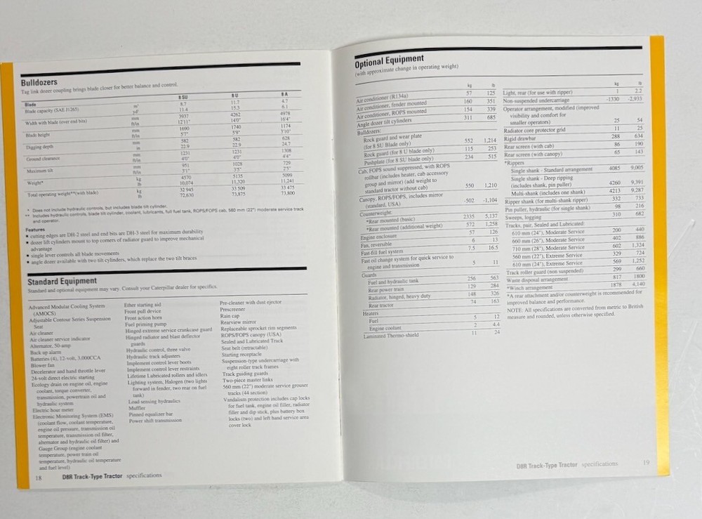 CATERPILLAR BROCHURE D8R Track Type Tractor