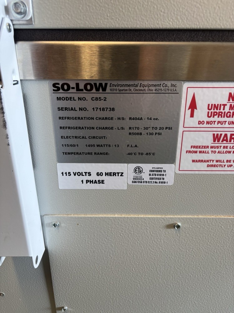 So-Low C85-2ULT Chest Freezer -85C Please Read description