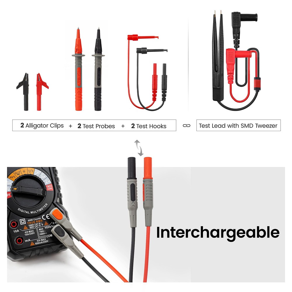 KAIWEETS Multimeter Test Lead Set for Electrical Testing, Soft Silicone Test ...